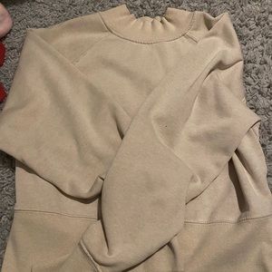 tan, hoodie, cuffed neck and arms, large, willing to negotiate